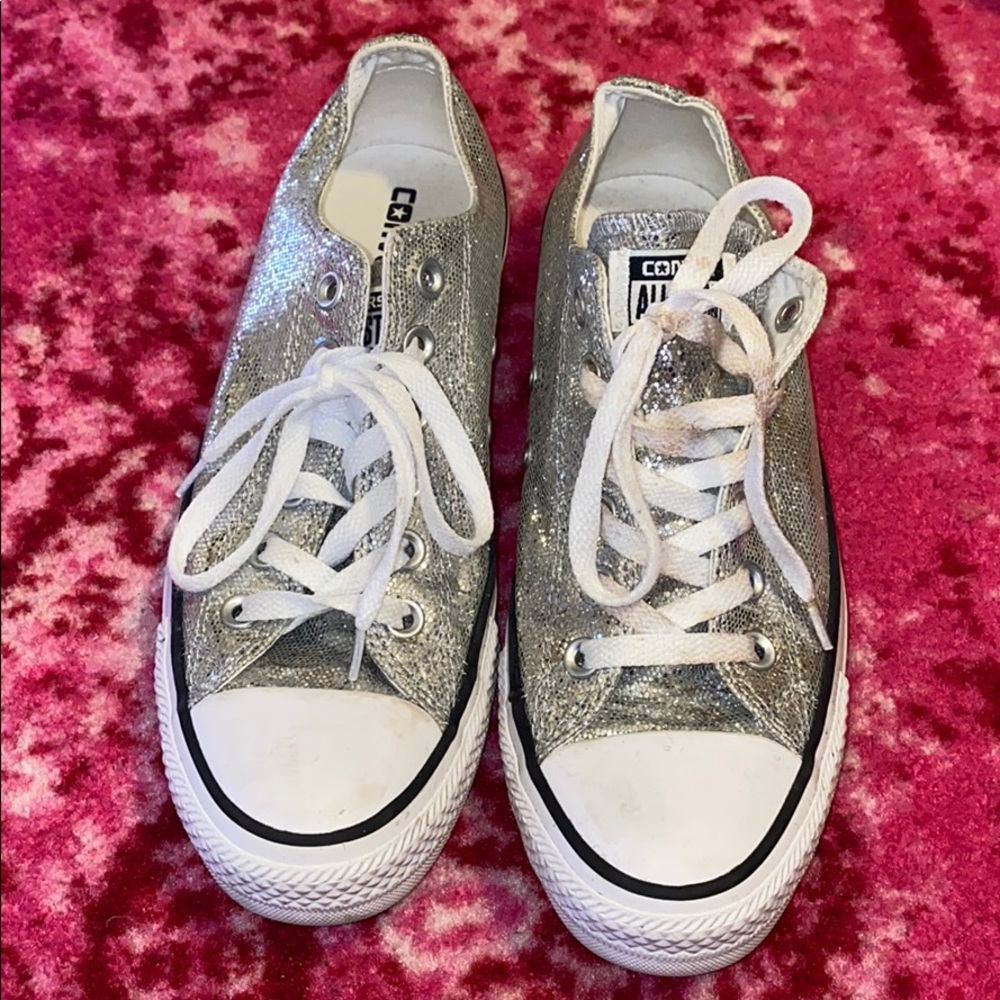 Silver Sparkly Converse Sneakers